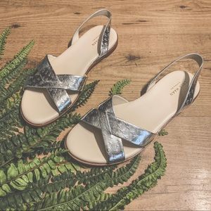 COLE HAAN anica slingback silver metallic star sandals size 8